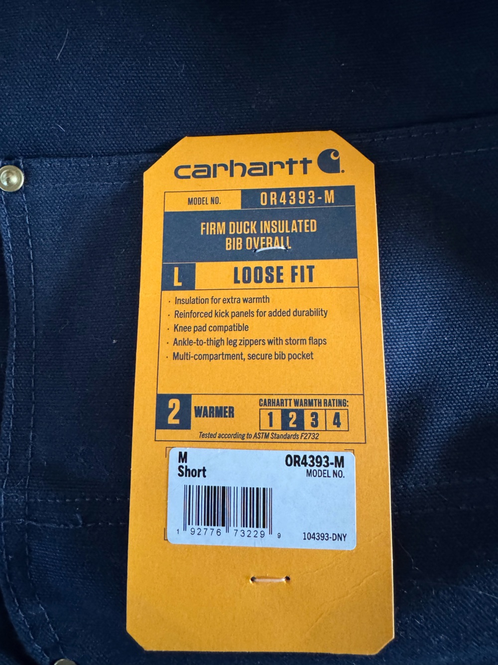 Carhartt Loose Fit Firm Duck Insulated Bib Overall - Navy Blue